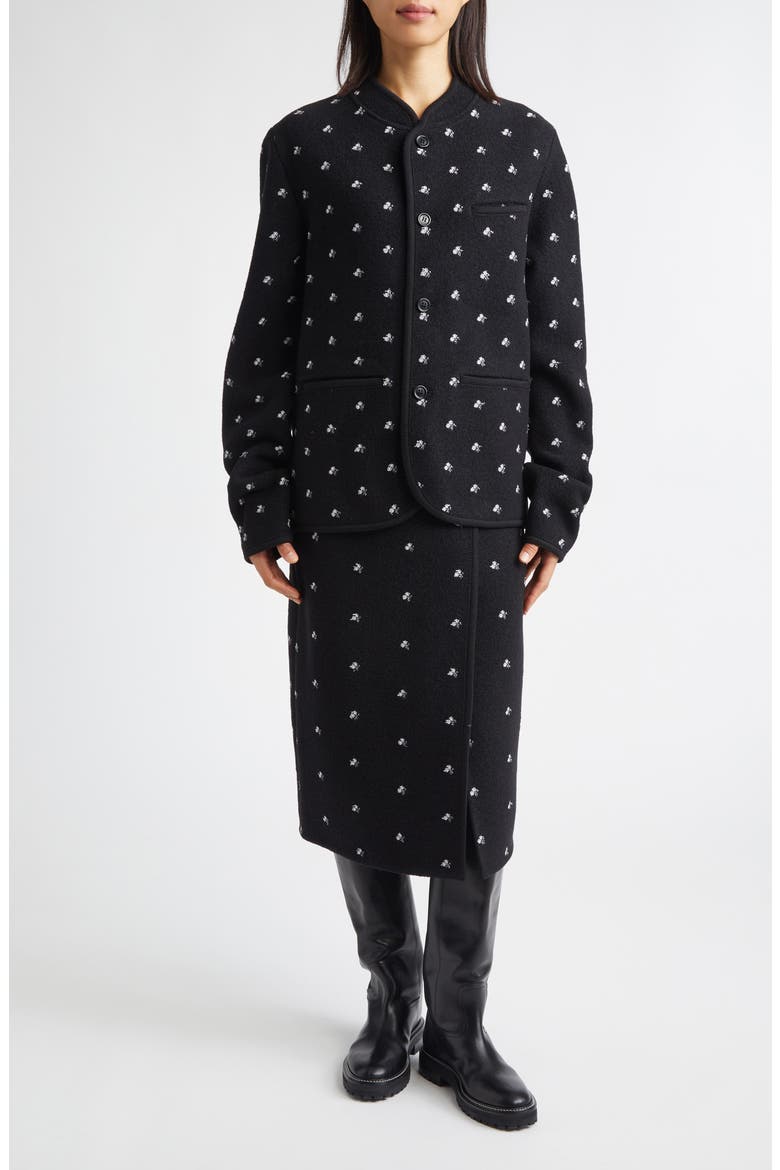 Walker Floral Embroidered Wool Fleece Wrap Skirt, Alternate, color, BLACK FLOWERS