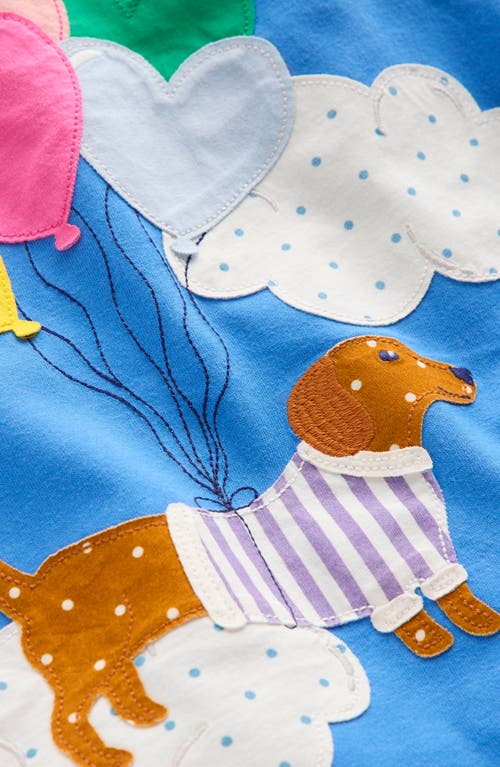 Mini Boden Appliqué Jersey Tunic Peacock Plume Blue Dog Girls Boden In Peacock Plume Blue Dog
