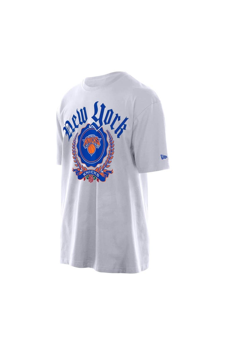 New Era Men's New Era White New York Knicks Throwback Prep Oversized T-Shirt, Alternate, color, White