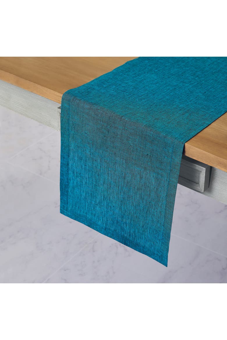Linen Table Runner - Athena, Alternate, color, Chambray Teal