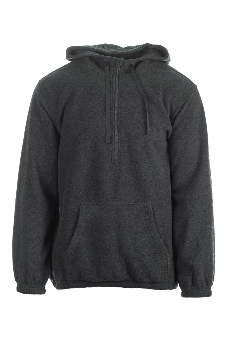 Polar Fleece Quarter Zip Hoodie, Main, color, HEATHER CHARCOAL
