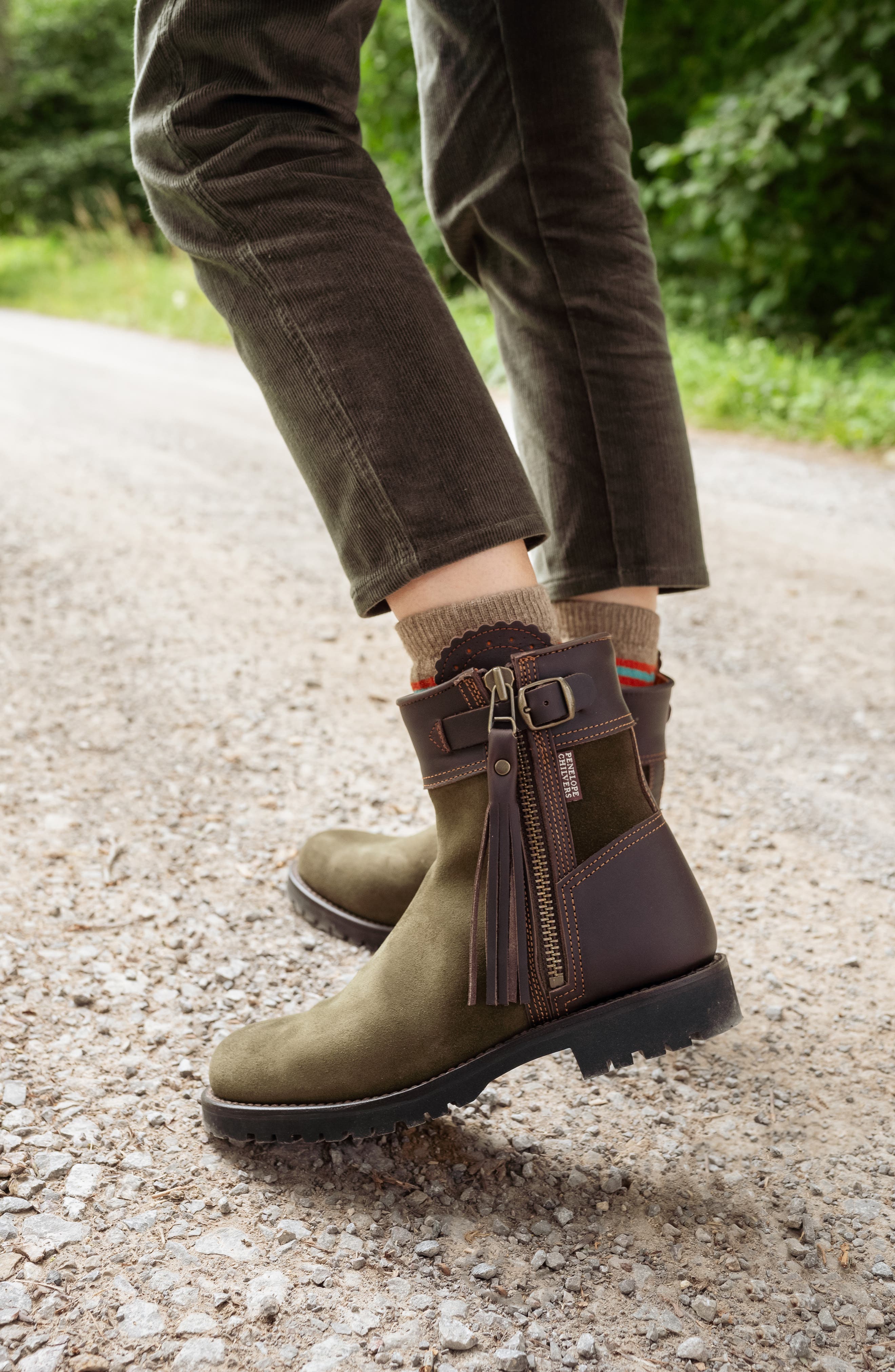 Penelope Chilvers Inclement Waterproof Tassel Bootie, Alternate, color, Seaweed/ Conker