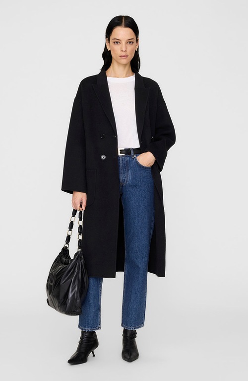 Anine Bing Dylan Cashmere Blend Coat In Black