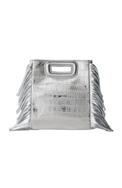 Mini embossed-leather M bag with chain