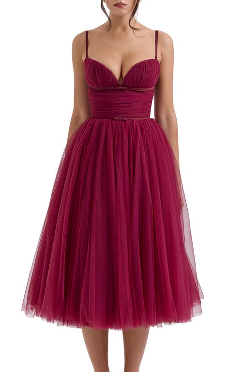 House Of Cb Princess Tulle Fit & Flare Evening Dress In Adobe Rose