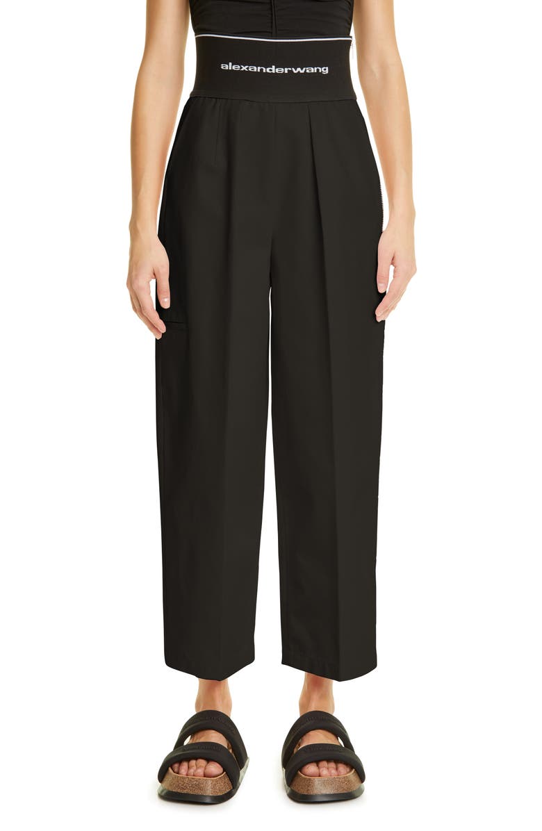 Alexander Wang Carrot High Waist Logo Pants, Main, color, 