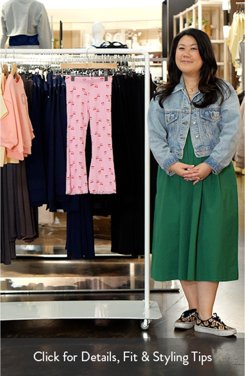 Kids' Cherry Print Rib Flare Leggings, sales video thumbnail