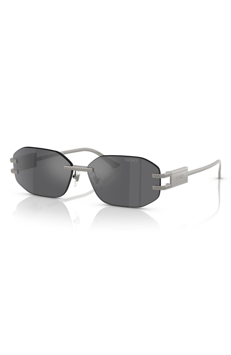 Versace 58mm Oval Sunglasses, Alternate, color, Gunmetal / Grey Mirror Silver