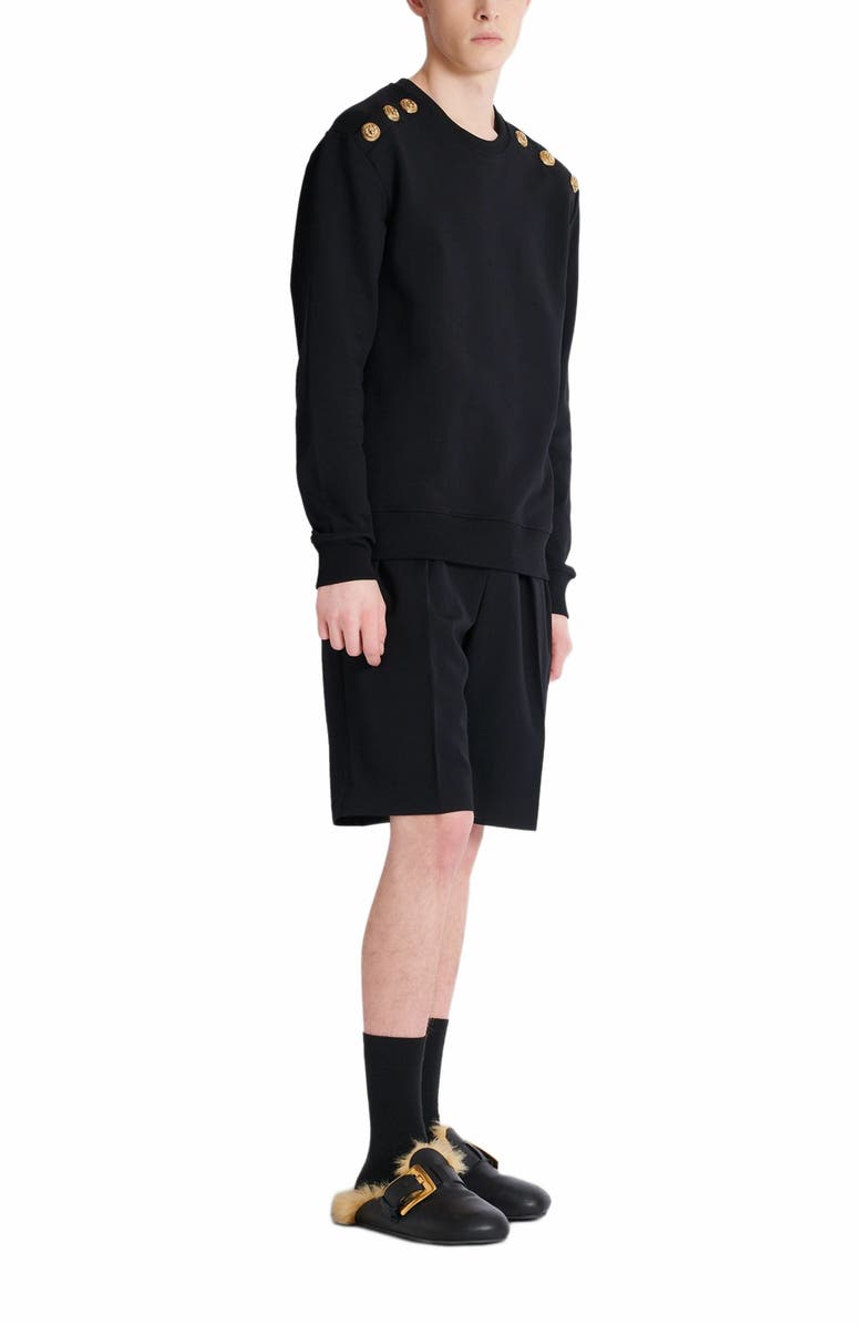 Balmain Sweater With Chain Lion Buttons, Main, color, Black