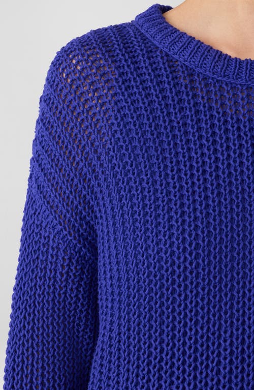 Eileen Fisher Peruvian Organic Cotton Cord Crew Neck Top In Blue
