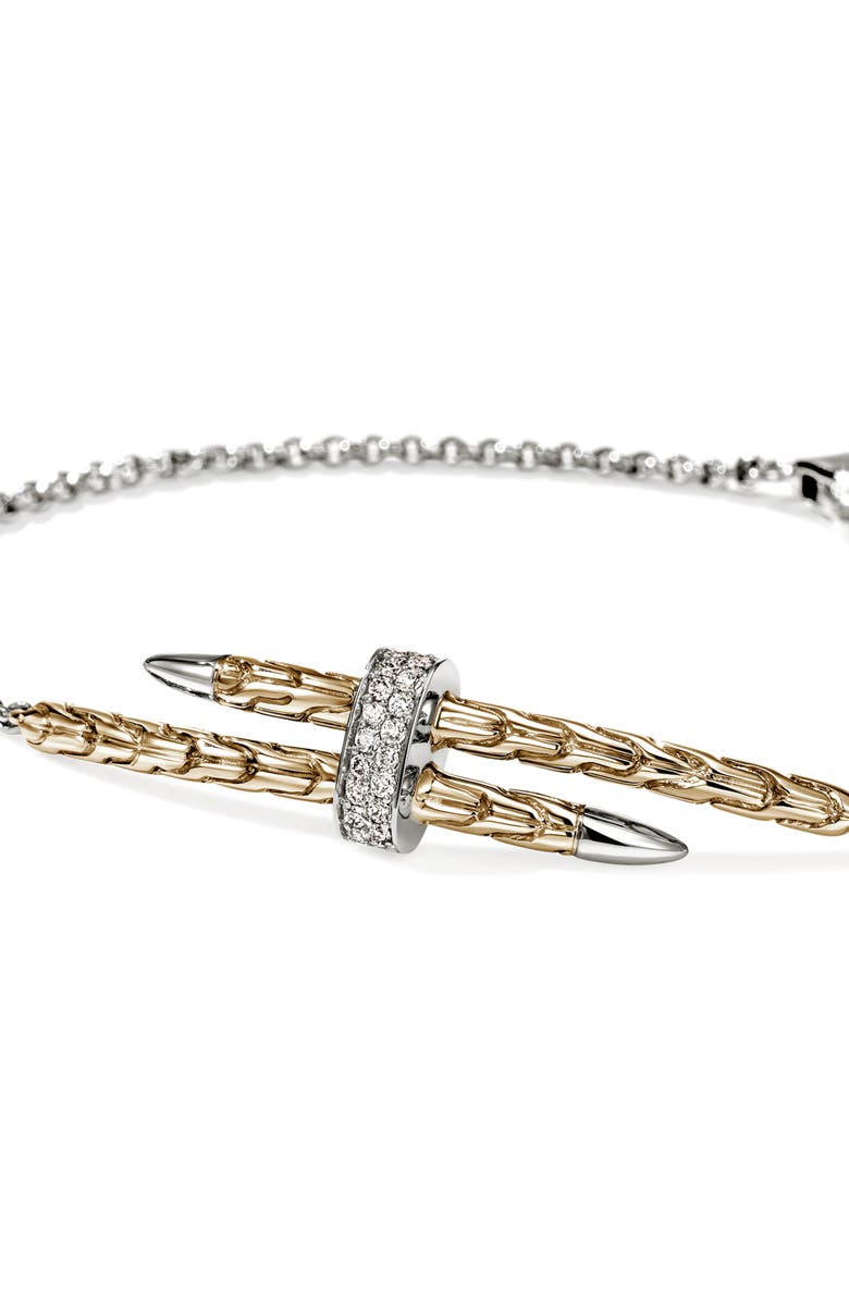 John Hardy SPEAR STATION BRACELET GOLD, Alternate, color, Silver And Gold