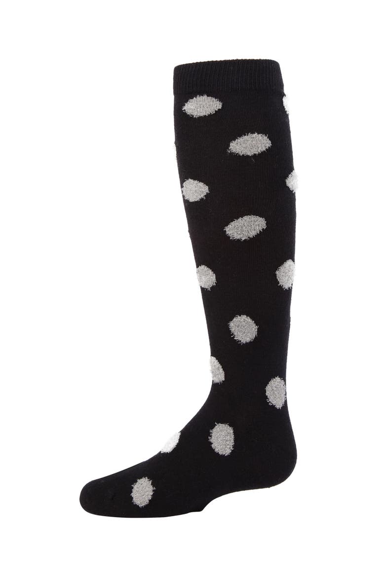 Fun & Fuzzy Polka Dot Knee Socks, Main, color, Black