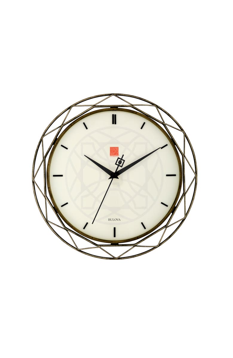 Bulova Clocks Luxfer Prism Frank Lloyd Wright Wall Clock, Main, color, Bronze