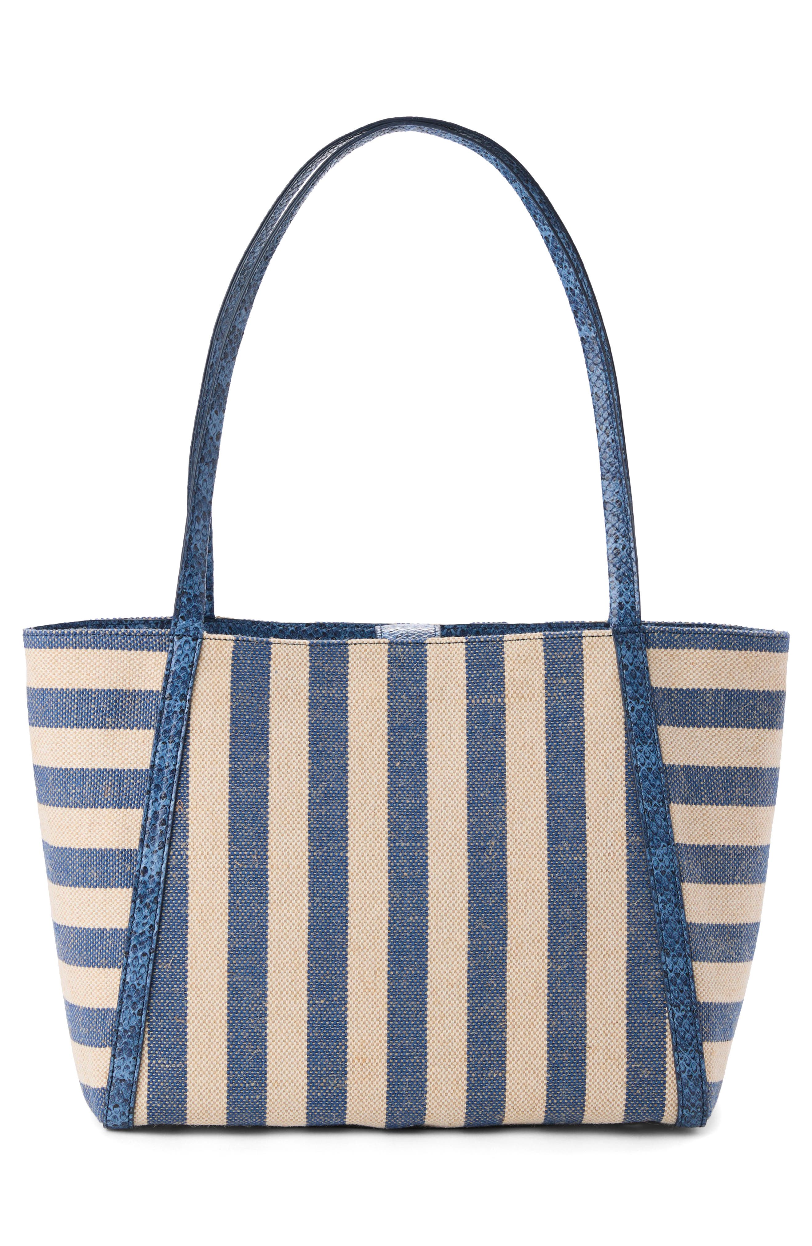 Brahmin Mona Croc Embossed Leather Tote, Alternate, color, Blue