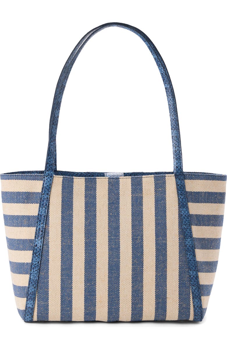 Brahmin Mona Croc Embossed Leather Tote, Alternate, color, Blue