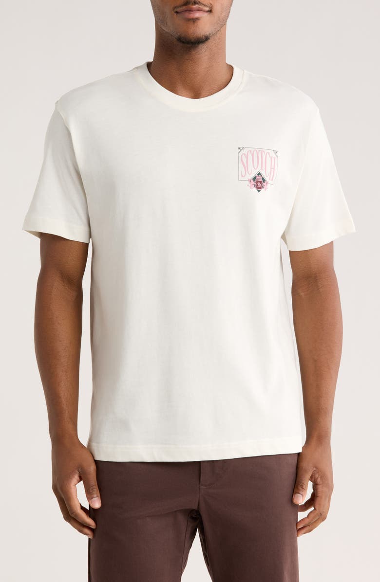 Scotch & Soda Crest Graphic Print T-Shirt, Main, color, White/ Pastel