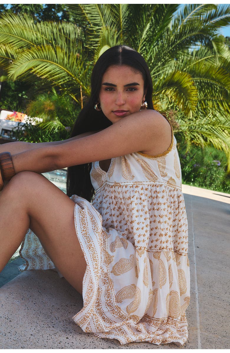 Ro's Garden Sofie Short Dress, Alternate, color, Beige Indienne