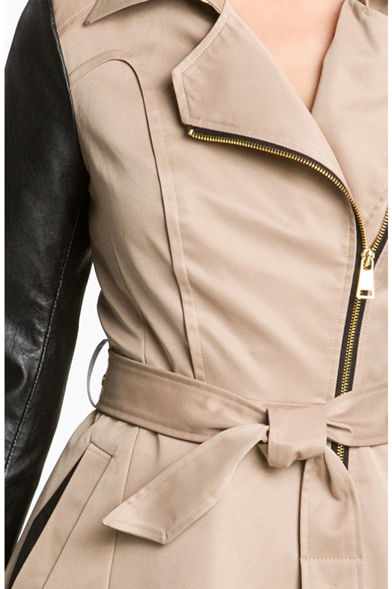Mixed Media Trench Coat, Alternate, color, KHAKI