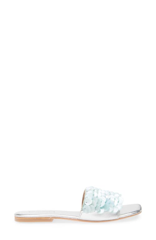 Jeffrey Campbell Fishy Slide Sandal In Blue Silver Combo