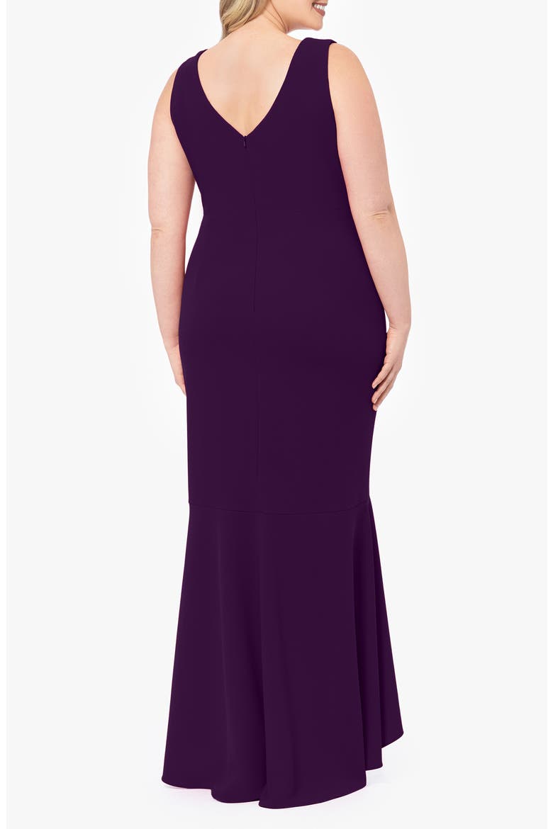 Sleeveless High-Low Ruffle Gown, Alternate, color, MULBERRY