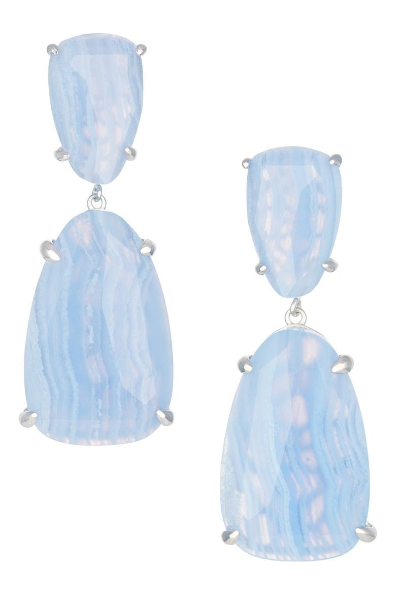 'Katie' Stone Drop Earrings, Main, color, RHODIUM BLUE LACE AGATE