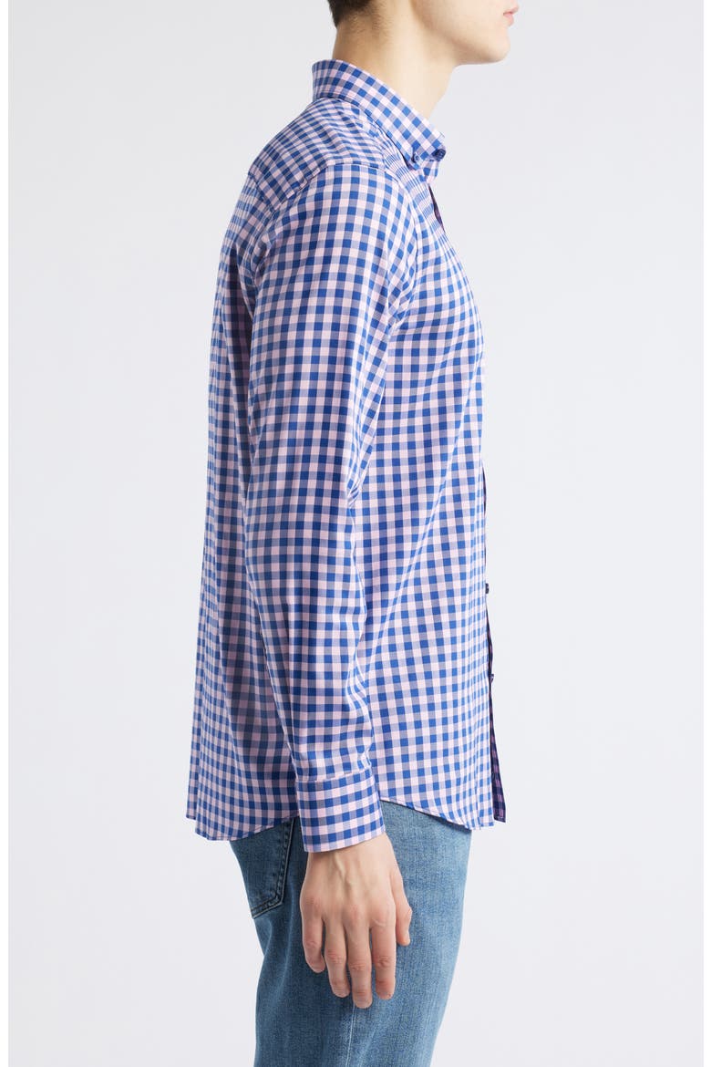 XC4® Two-Tone Gingham Performance Button-Down Shirt, Alternate, color, PINK/NAVY