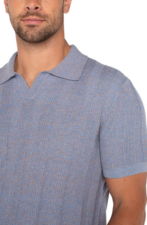 Liverpool Los Angeles Johnny Collar Short Sleeve Cotton Blend Polo Sweater In Blue