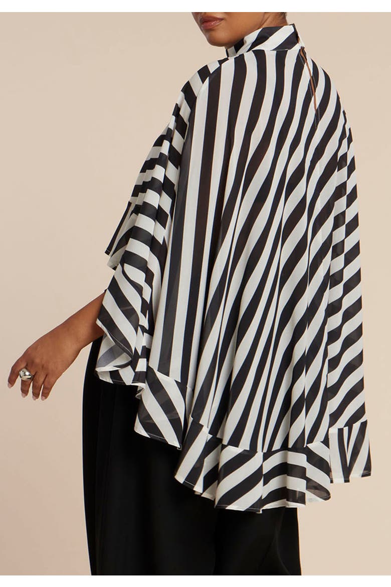 Ruffle Detail Asym Cape, Alternate, color, DIAGONAL STRIPE