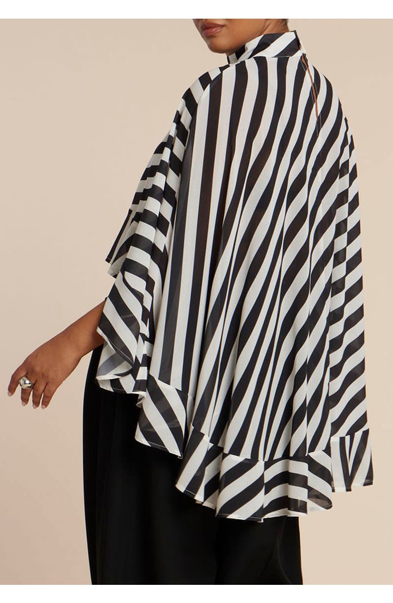 ELOQUII Ruffle Detail Asym Cape, Alternate, color, Diagonal Stripe
