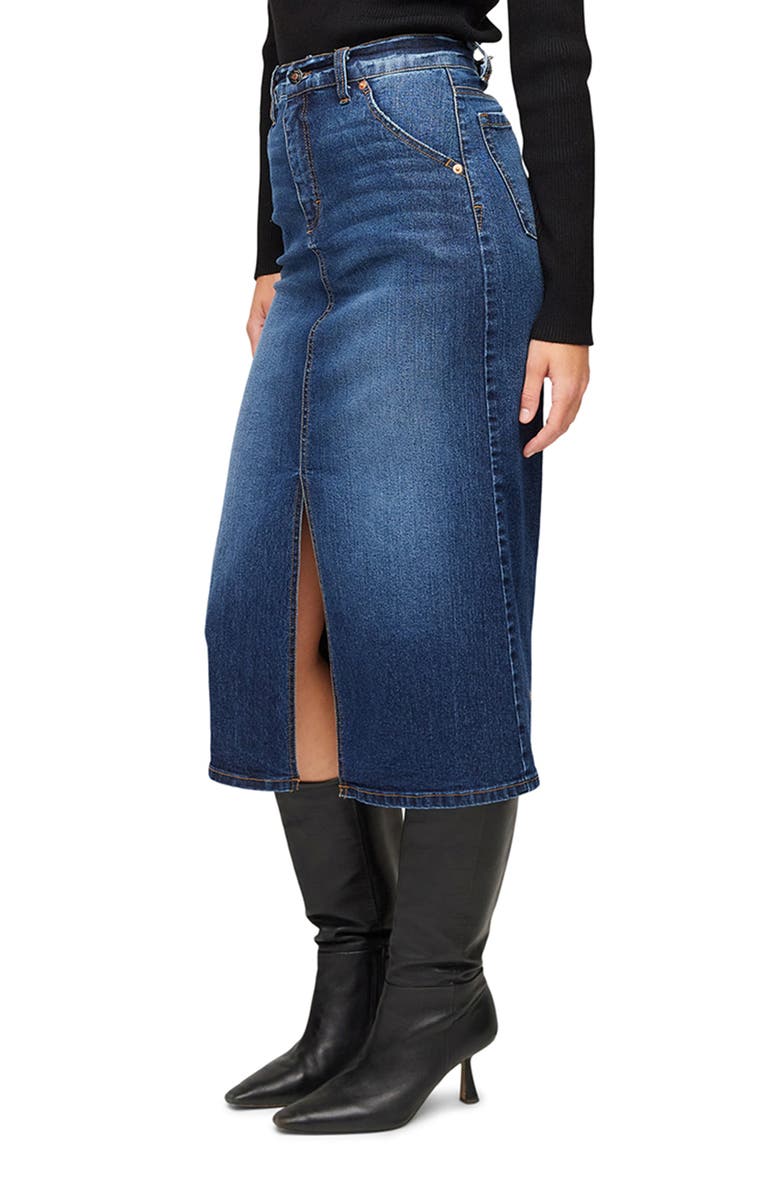Karen Kane Denim Midi Skirt, Alternate, color, Denim