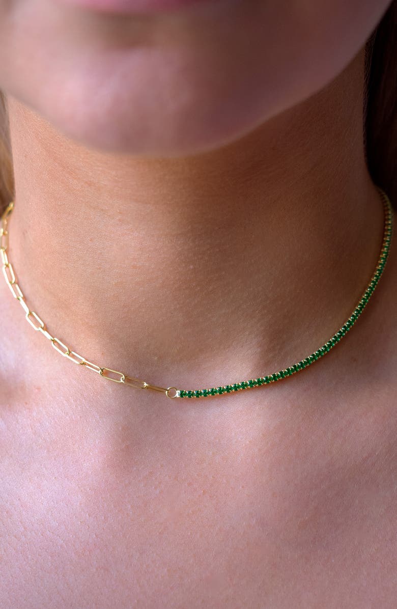 Argento Vivo Sterling Silver Half Cubic Zirconia Tennis Necklace, Alternate, color, 