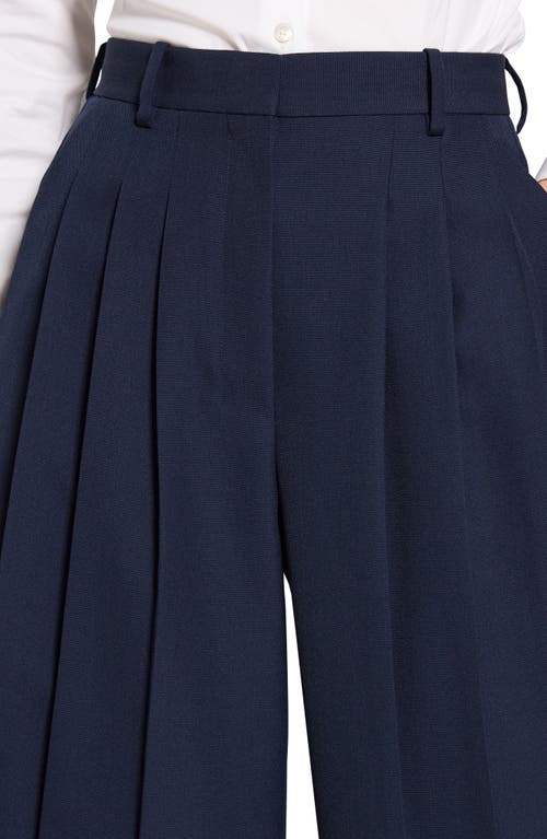 Theory Wool Blend Triple Pleat Pants In Nocturne Navy