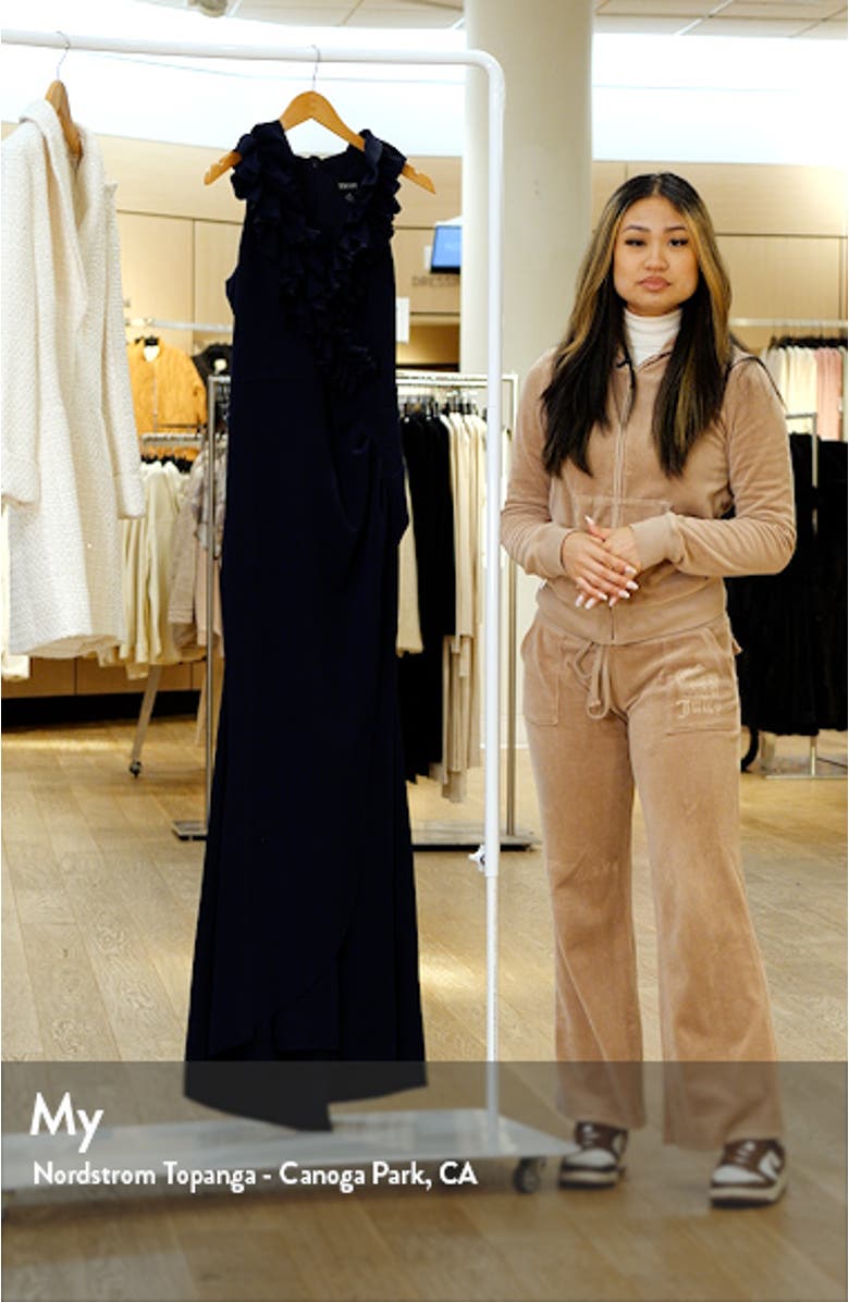 Ruffle Neck Scuba Crepe Mermaid Gown, sales video thumbnail