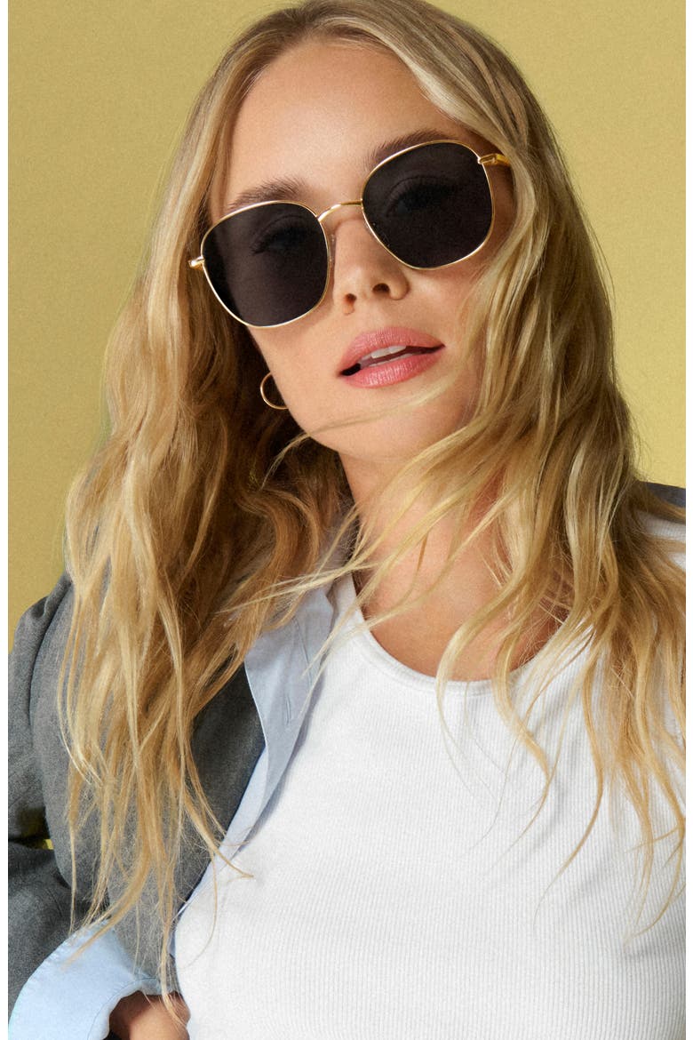 Jezabell 56mm Round Sunglasses, Alternate, color, GOLD/ SMOKE