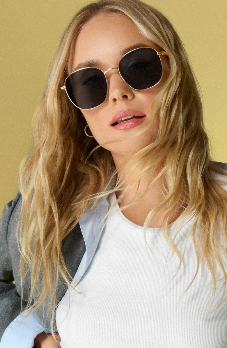 QUAY Jezabell 56mm Round Sunglasses, Alternate, color, Gold/ Smoke