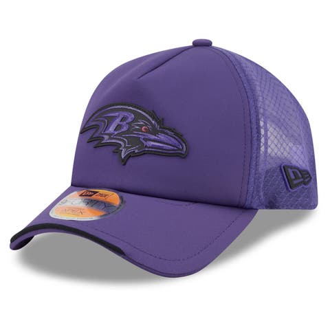 Men's New Era Purple Baltimore Ravens 2026 Sideline Apex 9FORTY Adjustable Trucker Hat