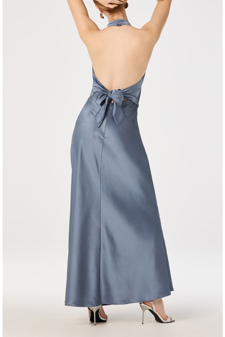 Viridiana Halter Neck Gown, Alternate, color, STEEL BLUE