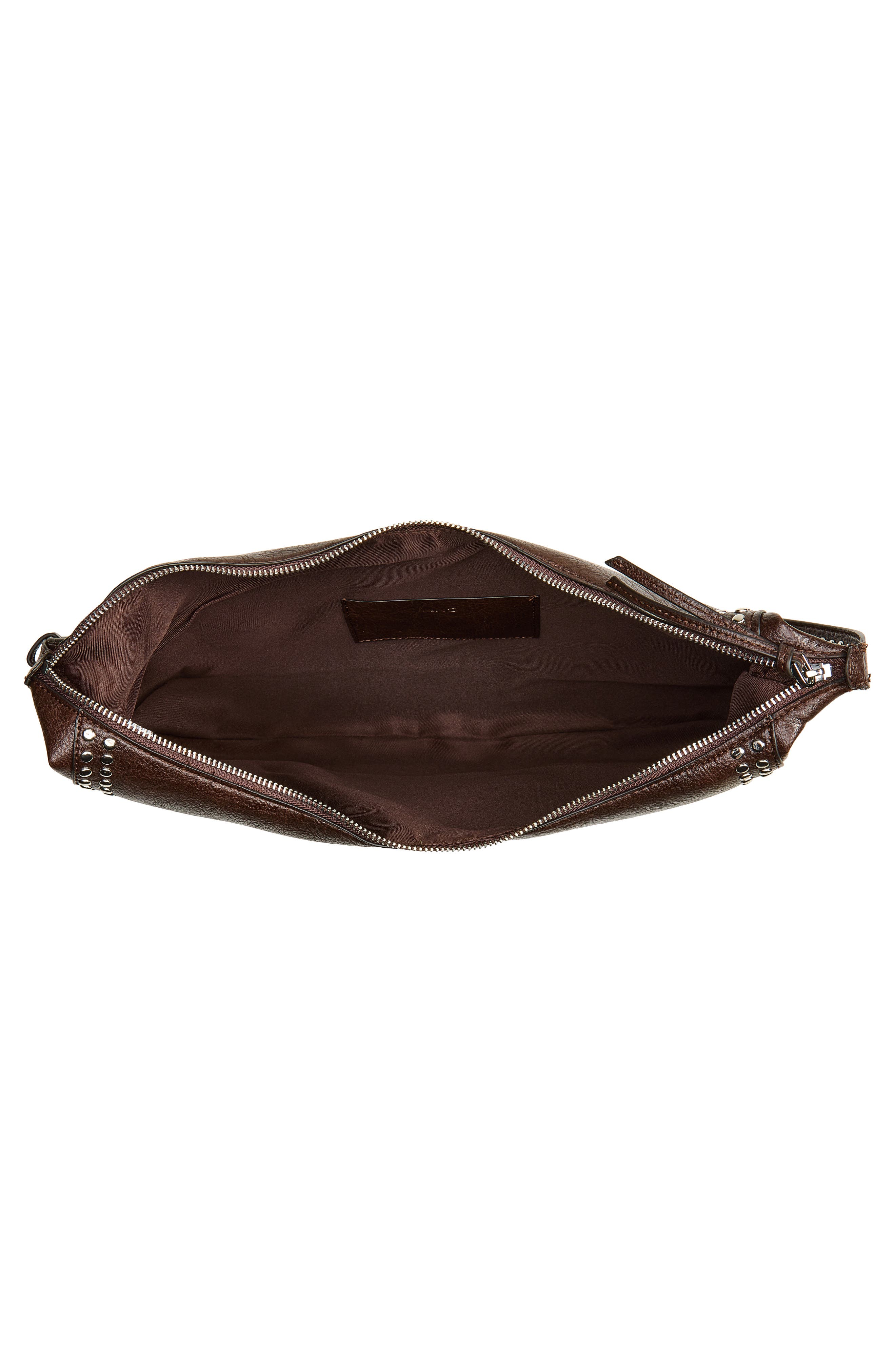 Studded Faux Leather Shoulder Bag, Alternate, color, CHOCOLATE