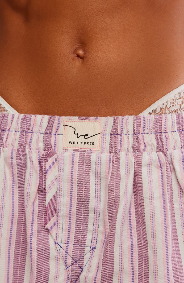 Free People Day to Day Flannel Boxer Pajama Shorts, Alternate, color, Burgundy Combo