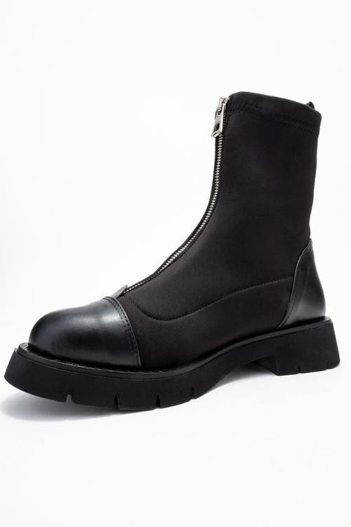 Prologue Shoes Martos Stretch Front Zip Ankle Boot In Black
