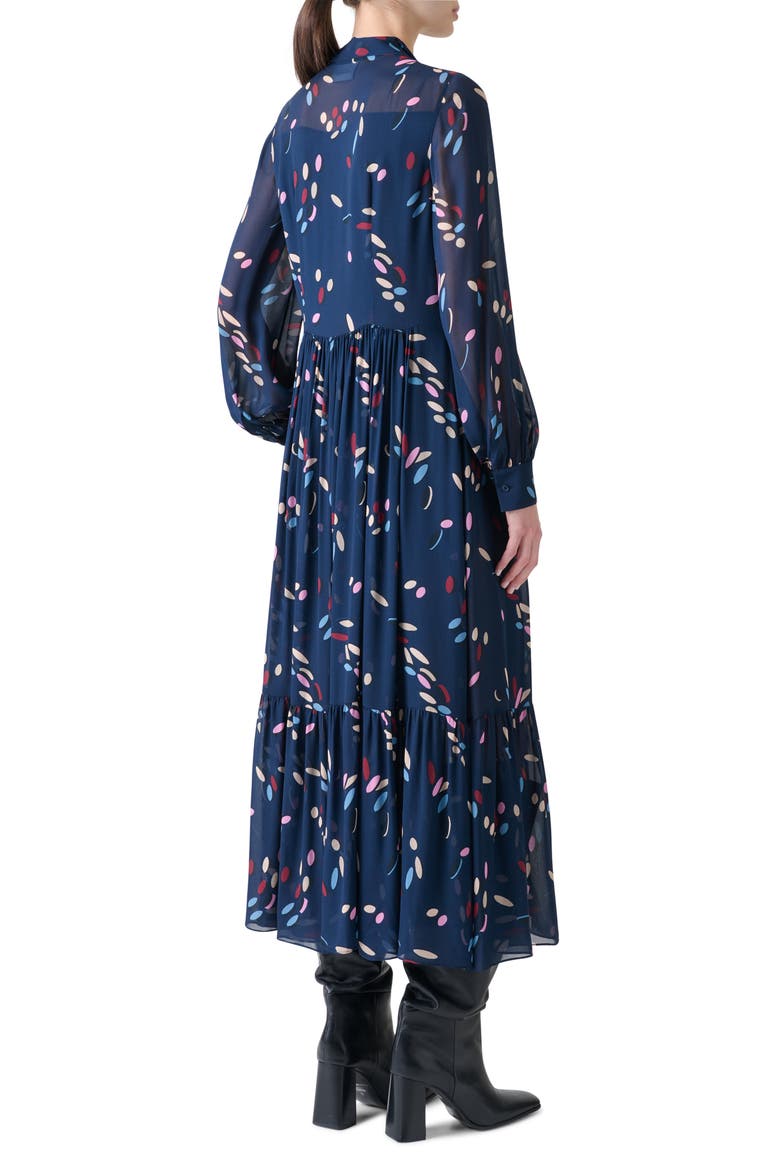Dropping Dots Print Long Sleeve Georgette Midi Shirtdress, Alternate, color, INK-MULTICOLOR