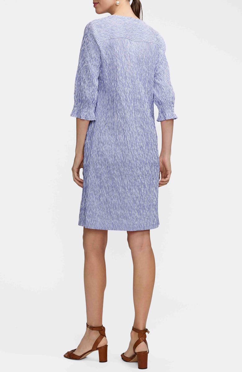 Foxcroft Alicia Crinkle Jacquard Dress, Alternate, color, Blue/ White
