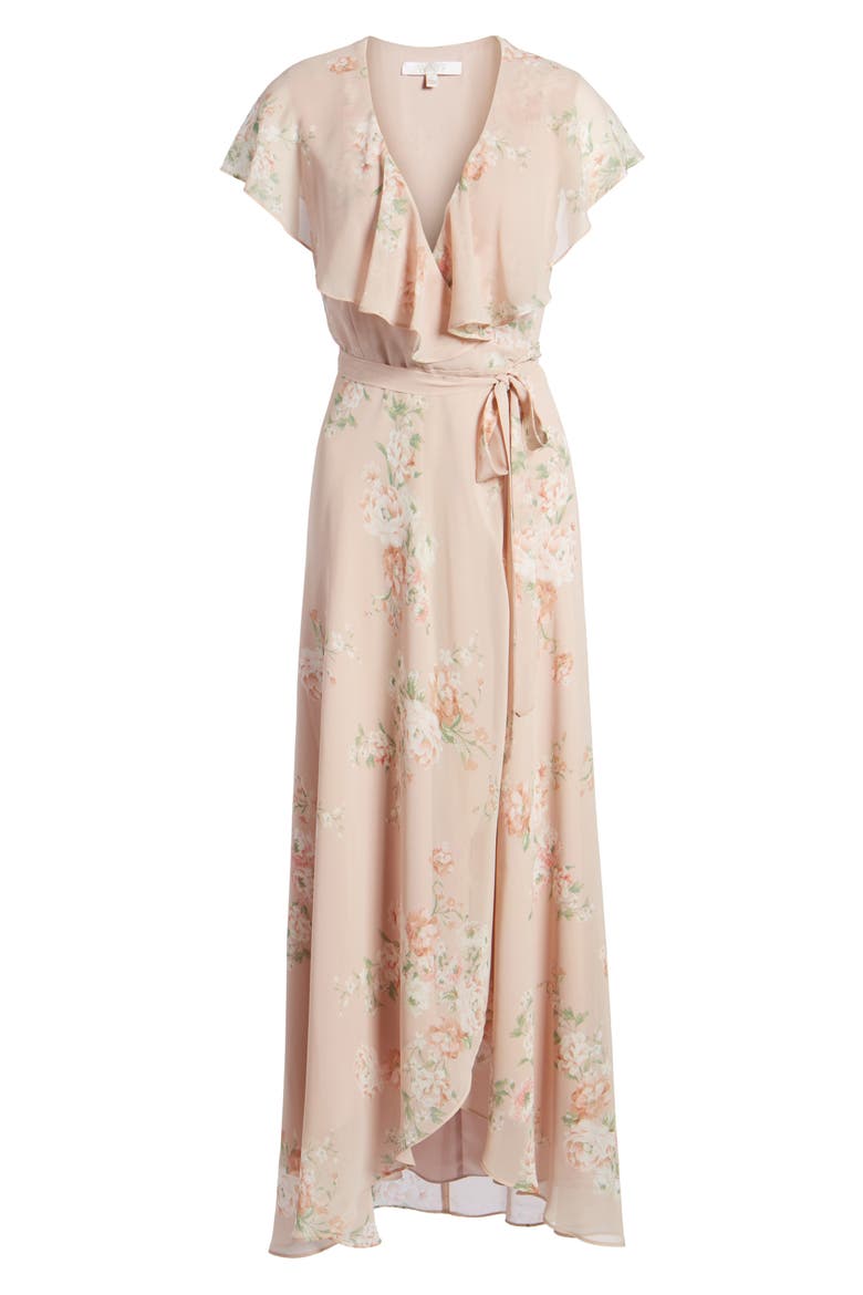 Polermo Wrap Maxi Dress, Alternate, color, BLUSH FLORAL