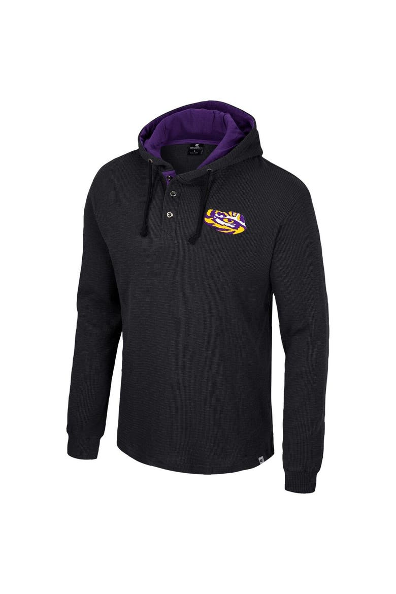 Men's Colosseum Black LSU Tigers Affirmative Thermal Hoodie Long Sleeve T-Shirt, Alternate, color, Black