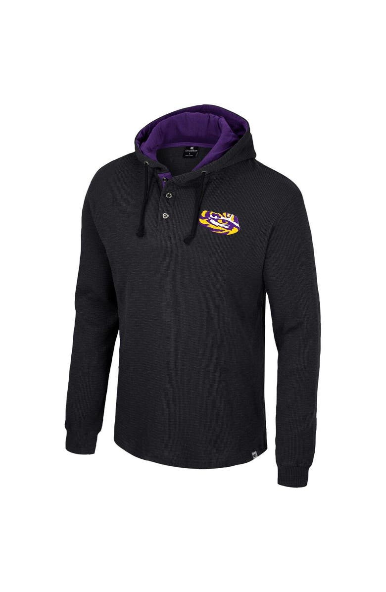 COLOSSEUM Men's Colosseum Black LSU Tigers Affirmative Thermal Hoodie Long Sleeve T-Shirt, Alternate, color, 