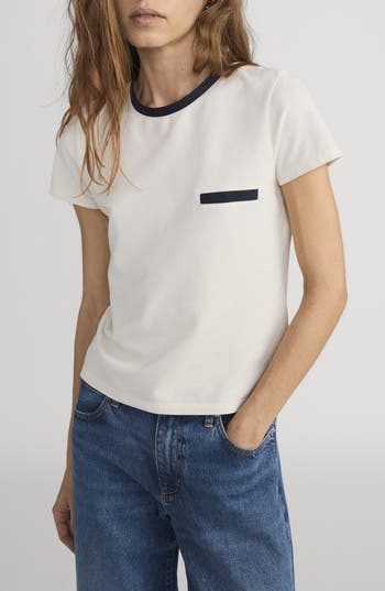 Frame The Piqué Baby Tee In Cream Multi