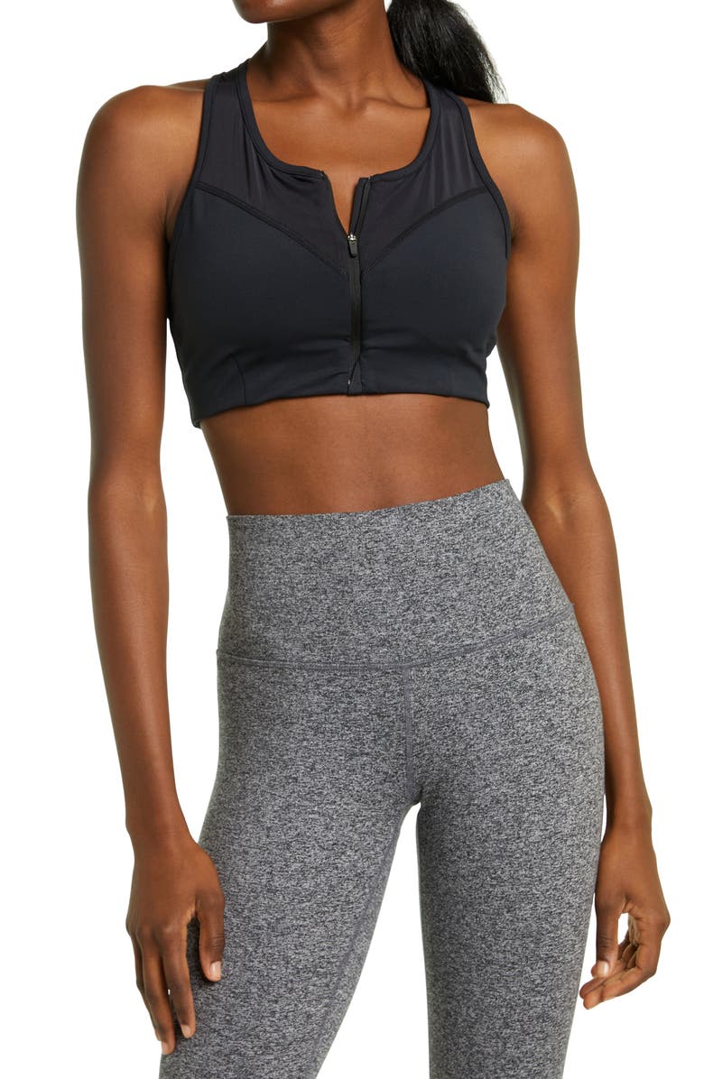 Zella Studio Lite Zip Front Sporta Bra, Main, color,