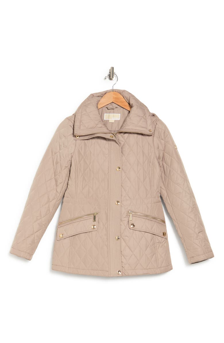 Michael Kors Water Resistant Quilted Hooded Jacket, Alternate, color, 