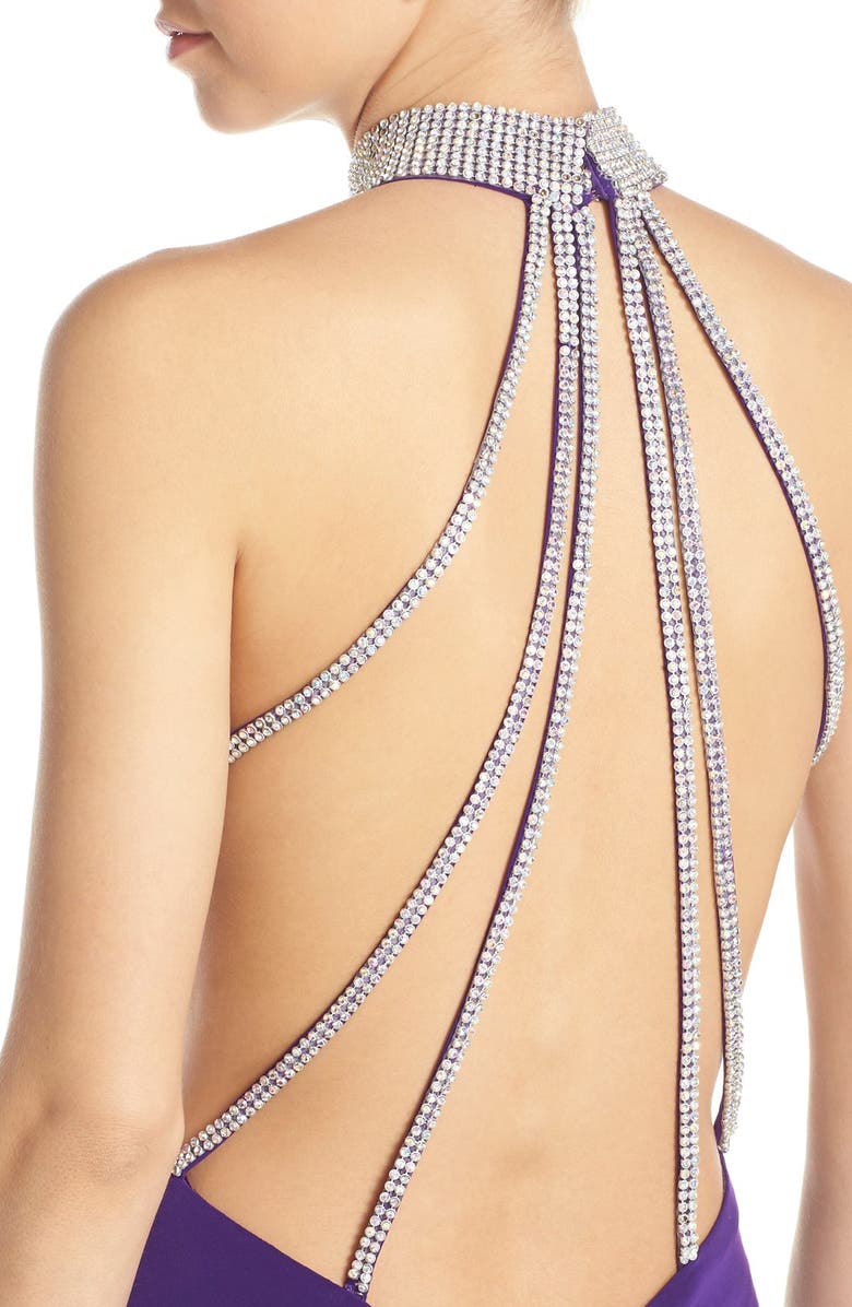 Faviana Embellished Jersey Gown, Alternate, color, 