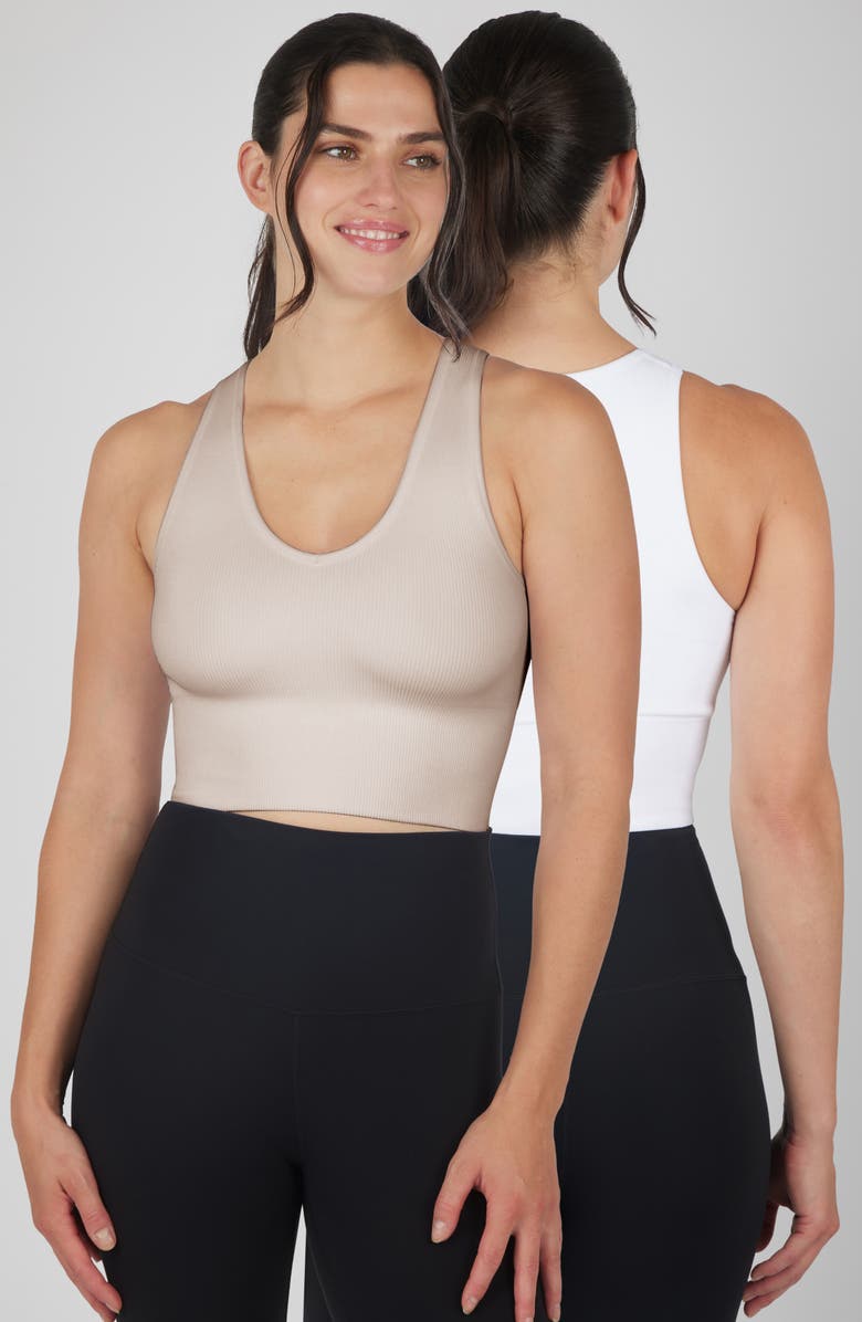 90 DEGREE BY REFLEX Seamless V-Neck Rib Crop Tank, Alternate, color,